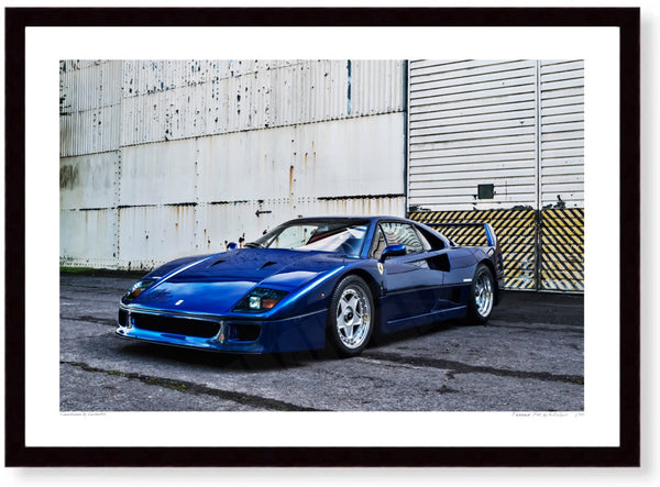 Ferrari F40 at Bicester Heritage A3 (297 x 420 mm / 11.7 x 16.5 in) / Black Wood Frame (Printed on Fine Art Paper) / No