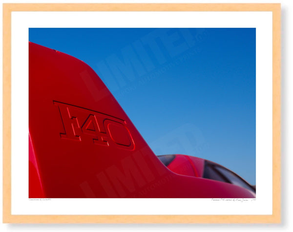 Ferrari F40 detail S (297 x 380 mm) / Wood Frame (Printed on Fine Art Paper) / No Mount