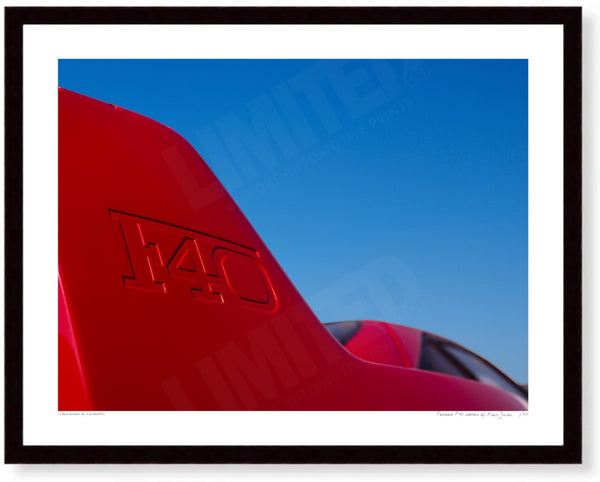 Ferrari F40 detail S (297 x 380 mm) / Black Wood Frame (Printed on Fine Art Paper) / No Mount