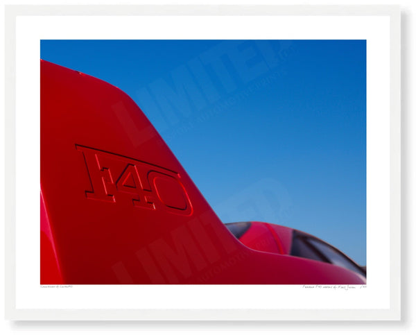 Ferrari F40 detail S (297 x 380 mm) / White Wood Frame (Printed on Fine Art Paper) / No Mount
