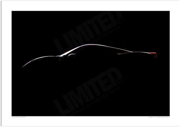 Ferrari 458 silhouette A3 (297 x 420 mm / 11.7 x 16.5 in) / Print-Only (Fine Art Paper) / No Mount