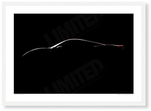 Ferrari 458 silhouette A3 (297 x 420 mm / 11.7 x 16.5 in) / White Wood Frame (Printed on Fine Art Paper) / No Mount