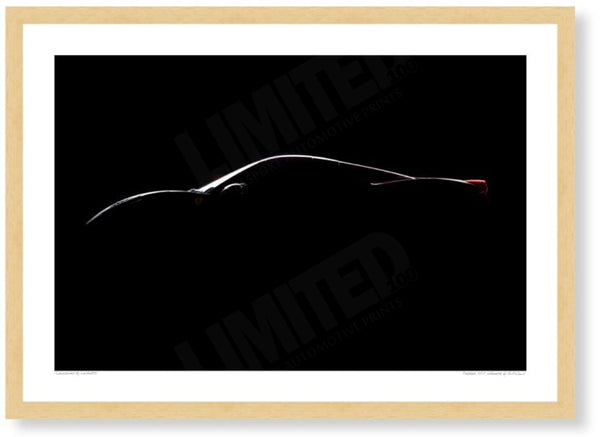 Ferrari 458 silhouette A3 (297 x 420 mm / 11.7 x 16.5 in) / Wood Frame (Printed on Fine Art Paper) / No Mount