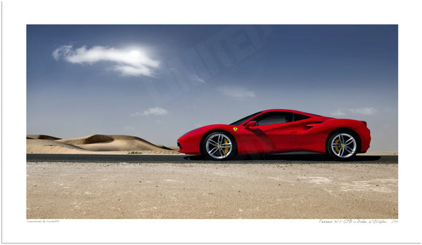 Ferrari 488 GTB in Dubai S (420mm x 243) / Print-Only (Fine Art Paper) / No Mount