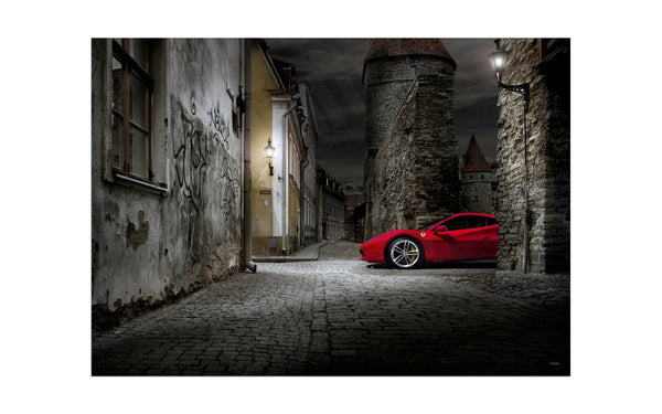Ferrari 488 GTB in Tallinn A3 (297 x 420 mm / 11.7 x 16.5 in) / Aluminium Composite / No Mount