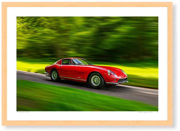 Ferrari 275 GTB at Prescott Hill Climb A3 (297 x 420 mm / 11.7 x 16.5 in) / Wood Frame (Printed on Fine Art Paper) / No