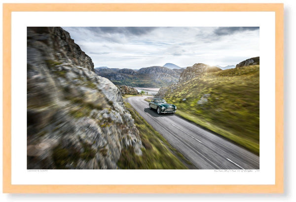 Aston Martin DB 2/4 Mark III S (420mm x 226) / Wood Frame (Printed on Fine Art Paper) / No Mount