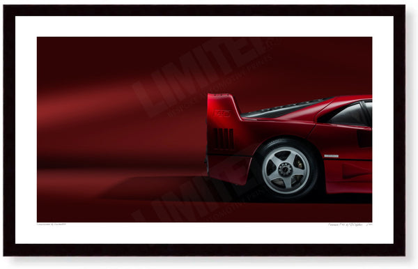 Ferrari F40 (side profile) S (420mm x 253) / Black Wood Frame (Printed on Fine Art Paper) / No Mount