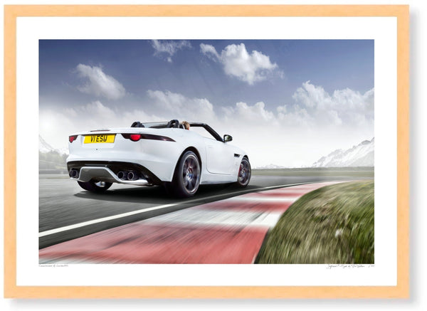 Jaguar F-Type A3 (297 x 420 mm / 11.7 x 16.5 in) / Wood Frame (Printed on Fine Art Paper) / No Mount