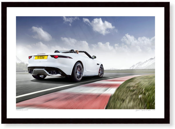 Jaguar F-Type A3 (297 x 420 mm / 11.7 x 16.5 in) / Black Wood Frame (Printed on Fine Art Paper) / No Mount