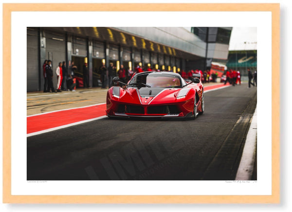 Ferrari FXX-K at Silverstone (Ready to Go) A3 (297 x 420 mm / 11.7 x 16.5 in) / Wood Frame (Printed on Fine Art Paper)