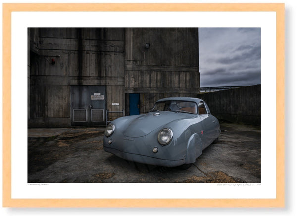 Porsche 356 Gmünd coupe replica A3 (297 x 420 mm / 11.7 x 16.5 in) / Wood Frame (Printed on Fine Art Paper) / No Mount