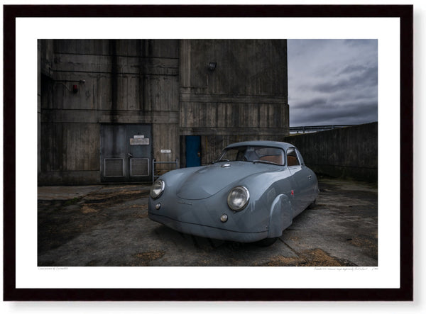 Porsche 356 Gmünd coupe replica A3 (297 x 420 mm / 11.7 x 16.5 in) / Black Wood Frame (Printed on Fine Art Paper) / No