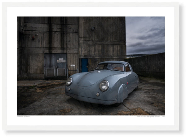 Porsche 356 Gmünd coupe replica A3 (297 x 420 mm / 11.7 x 16.5 in) / White Wood Frame (Printed on Fine Art Paper) / No