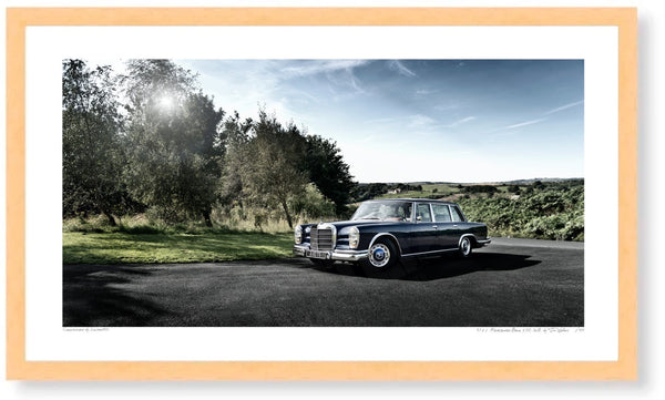 1967 Mercedes-Benz 600 SWB S (420mm x 238) / Wood Frame (Printed on Fine Art Paper) / No Mount