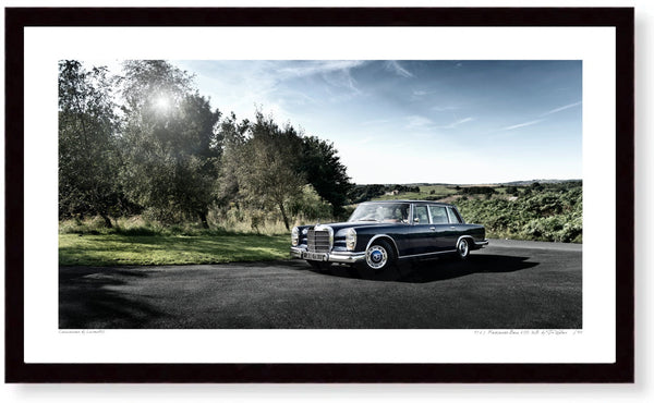 1967 Mercedes-Benz 600 SWB S (420mm x 238) / Black Wood Frame (Printed on Fine Art Paper) / No Mount