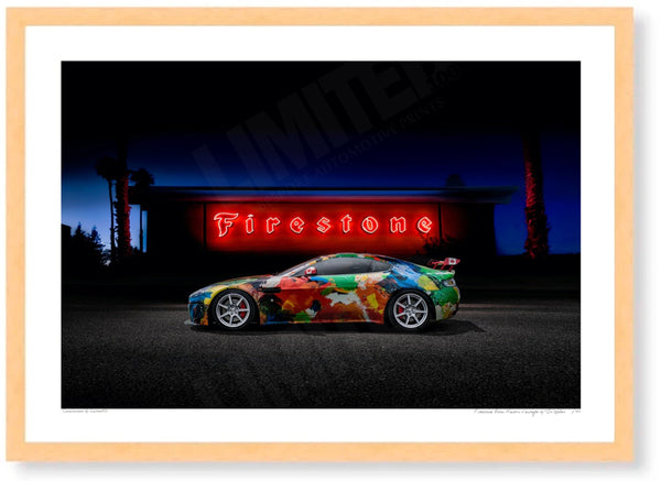 Firestone Aston Martin Vantage A3 (297 x 420 mm / 11.7 x 16.5 in) / Wood Frame (Printed on Fine Art Paper) / No Mount