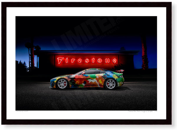 Firestone Aston Martin Vantage A3 (297 x 420 mm / 11.7 x 16.5 in) / Black Wood Frame (Printed on Fine Art Paper) / No