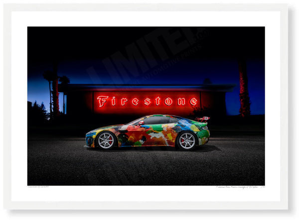Firestone Aston Martin Vantage A3 (297 x 420 mm / 11.7 x 16.5 in) / White Wood Frame (Printed on Fine Art Paper) / No