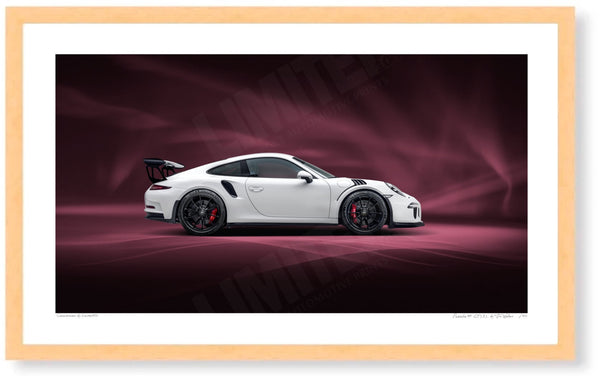 Porsche 911 GT3 RS (991.1) S (420 x 252 mm) / Wood Frame (Printed on Fine Art Paper) / No Mount