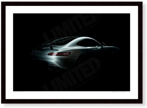 Mercedes-AMG GT S A3 (297 x 420 mm / 11.7 x 16.5 in) / Black Wood Frame (Printed on Fine Art Paper) / No Mount