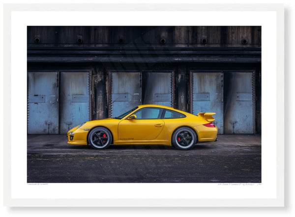 2011 Porsche 911 Carrera GTS A3 (297 x 420 mm / 11.7 x 16.5 in) / White Wood Frame (Printed on Fine Art Paper) / No