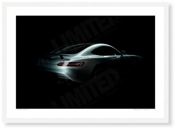 Mercedes-AMG GT S A3 (297 x 420 mm / 11.7 x 16.5 in) / White Wood Frame (Printed on Fine Art Paper) / No Mount