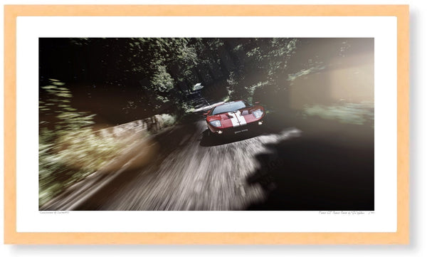 Ford GT Road Race S (420mm x 240) / Wood Frame (Printed on Fine Art Paper) / No Mount