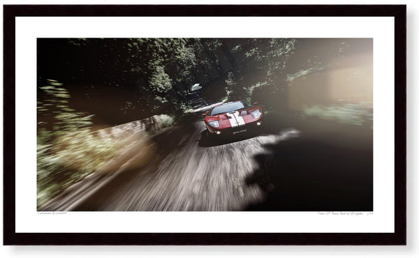 Ford GT Road Race S (420mm x 240) / Black Wood Frame (Printed on Fine Art Paper) / No Mount
