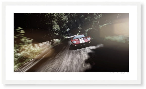 Ford GT Road Race S (420mm x 240) / White Wood Frame (Printed on Fine Art Paper) / No Mount