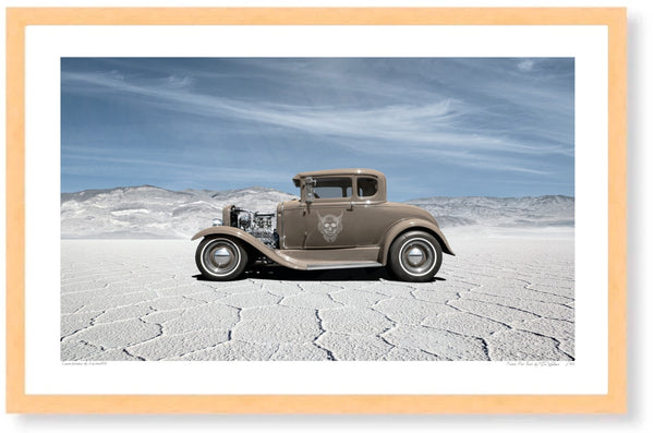 Ford Hot Rod in the Death Valley S (420mm x 266) / Wood Frame (Printed on Fine Art Paper) / No Mount