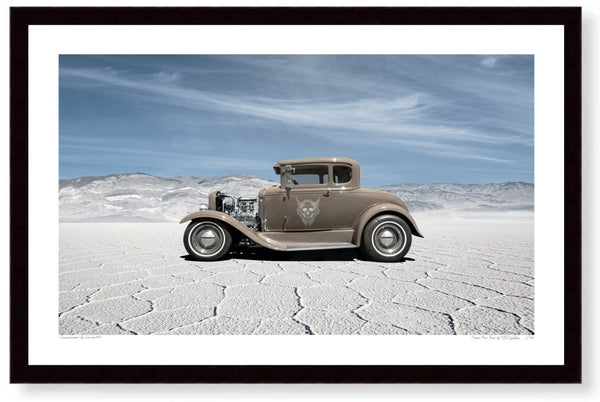 Ford Hot Rod in the Death Valley S (420mm x 266) / Black Wood Frame (Printed on Fine Art Paper) / No Mount