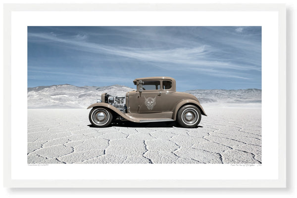Ford Hot Rod in the Death Valley S (420mm x 266) / White Wood Frame (Printed on Fine Art Paper) / No Mount