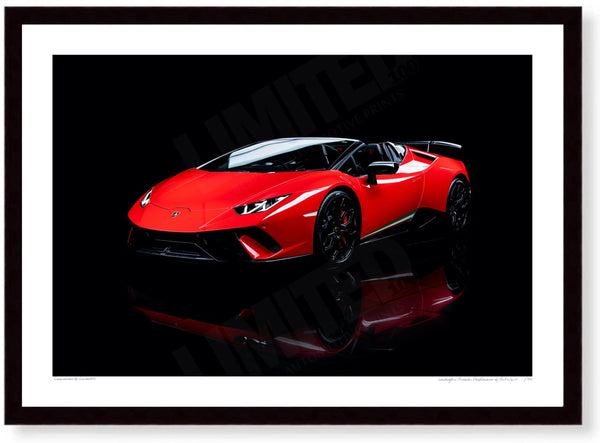 Lamborghini Huracán Performante A3 (297 x 420 mm / 11.7 x 16.5 in) / Black Wood Frame (Printed on Fine Art Paper) / No