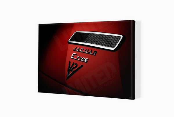 Jaguar E-Type V12 A3 (297 x 420 mm / 11.7 x 16.5 in) / Canvas Print (Mounted on Wood Internal Frame) / No Mount