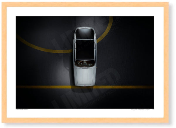 1966 Jensen Interceptor (bird’s-eye view) A3 (297 x 420 mm / 11.7 x 16.5 in) / Wood Frame (Printed on Fine Art Paper)