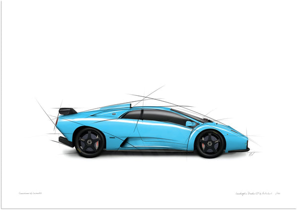 Lamborghini Diablo GT (blue) A3 (297 x 420 mm / 11.7 x 16.5 in) / Print-Only (Fine Art Paper) / No Mount
