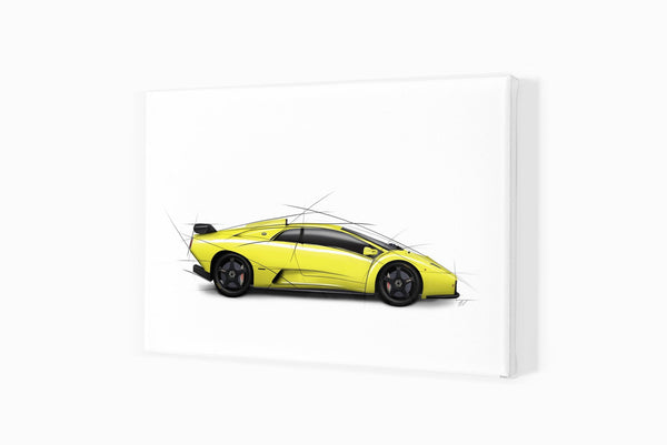 Lamborghini Diablo GT A3 (297 x 420 mm / 11.7 x 16.5 in) / Canvas Print (Mounted on Wood Internal Frame) / No Mount