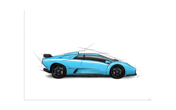 Lamborghini Diablo GT (blue) A3 (297 x 420 mm / 11.7 x 16.5 in) / Aluminium Composite / No Mount
