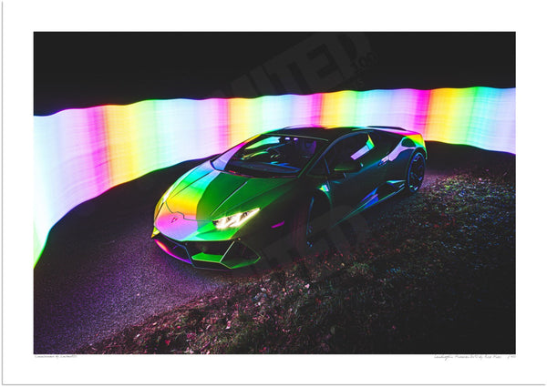 Lamborghini Huracán EVO (technicolour) A3 (297 x 420 mm / 11.7 x 16.5 in) / Print-Only (Fine Art Paper) / No Mount