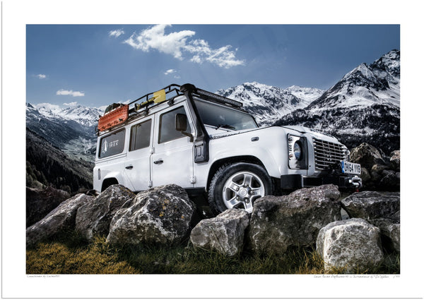Land Rover Defender 110 in Switzerland A3 (297 x 420 mm / 11.7 x 16.5 in) / Print-Only (Fine Art Paper) / No Mount
