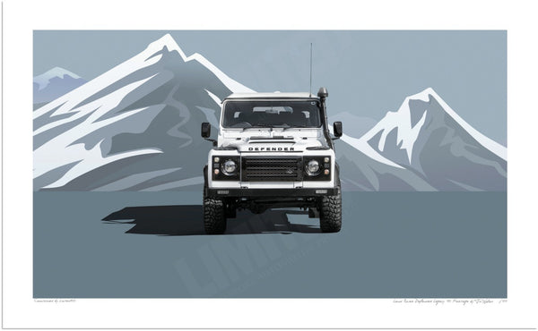 Land Rover Defender Legacy 110 Heritage (blue mountains) S (420mm x 258) / Print-Only (Fine Art Paper) / No Mount