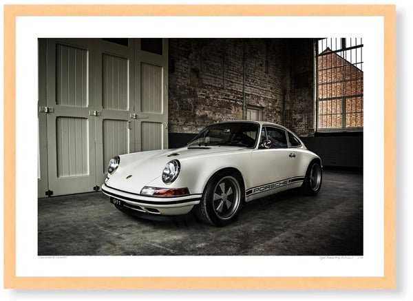 Singer Porsche 911 at Bicester Heritage A3 (297 x 420 mm / 11.7 x 16.5 in) / Wood Frame (Printed on Fine Art Paper)