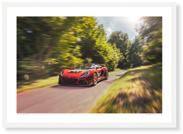 Lotus Exige at Prescott Hill Climb A3 (297 x 420 mm / 11.7 x 16.5 in) / White Wood Frame (Printed on Fine Art Paper)