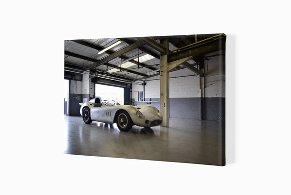 Maserati 300S at Silverstone A3 (297 x 420 mm / 11.7 x 16.5 in) / Canvas Print (Mounted on Wood Internal Frame) / No