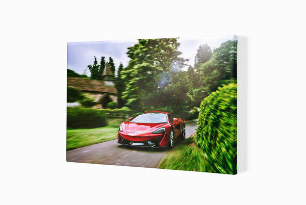 McLaren 570S in the Cotswolds A3 (297 x 420 mm / 11.7 x 16.5 in) / Canvas Print (Mounted on Wood Internal Frame) / No