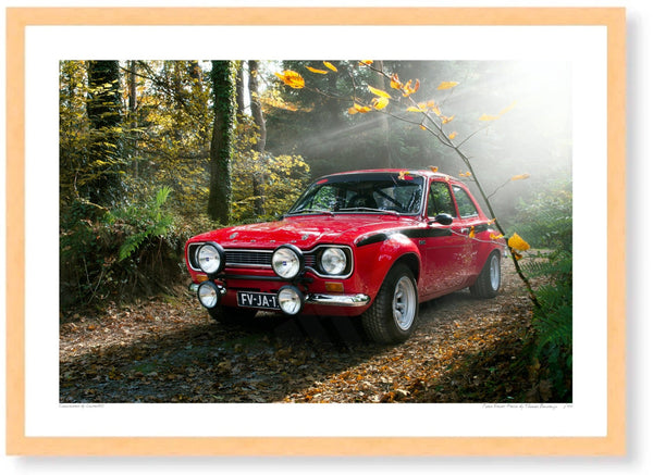 Ford Escort Mexico A3 (297 x 420 mm / 11.7 x 16.5 in) / Wood Frame (Printed on Fine Art Paper) / No Mount