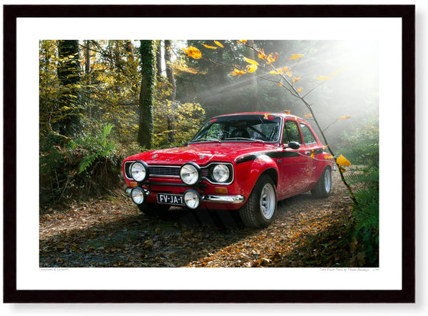 Ford Escort Mexico A3 (297 x 420 mm / 11.7 x 16.5 in) / Black Wood Frame (Printed on Fine Art Paper) / No Mount