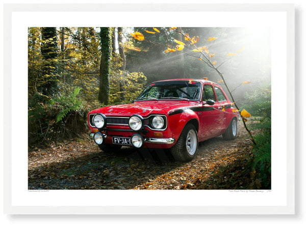 Ford Escort Mexico A3 (297 x 420 mm / 11.7 x 16.5 in) / White Wood Frame (Printed on Fine Art Paper) / No Mount
