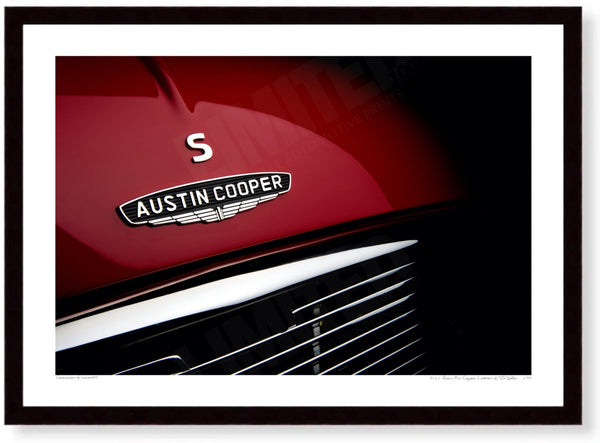 1967 Austin Mini Cooper S detail (landscape) A3 (297 x 420 mm / 11.7 x 16.5 in) / Black Wood Frame (Printed on Fine Art